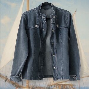 Haggar Dark Wash Nautical Buttons Jean Jacket Size 12